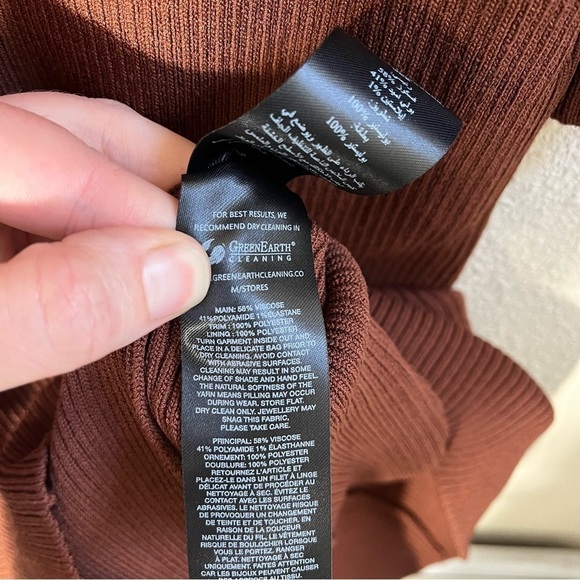 SELF-PORTRAIT Rib Knit Lace Insert Long Sleeve Midi Bodycon Fitted Dress - Picture 9 of 10